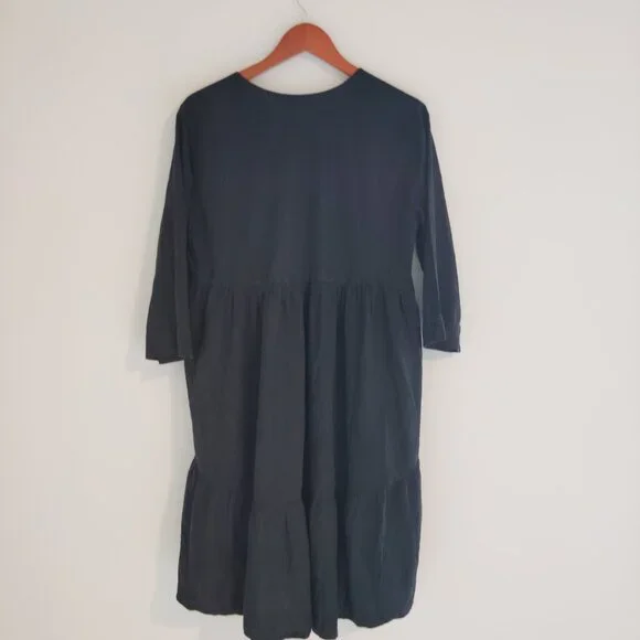 Johnny Was Black V-Neck Mini Dress - Picture 3 of 6